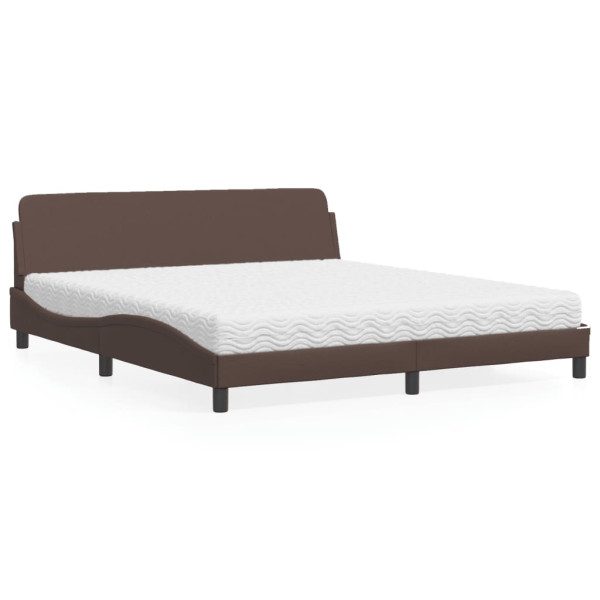 Cama con colchón cuero sintético marrón 180x200 cm Cama con colchón cuero sintético marrón 180x200 cm D