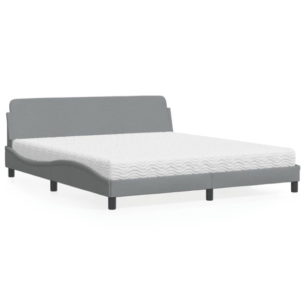 Cama com colchão de tecido cinza claro 180x200 cm D