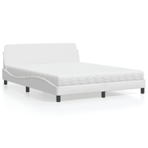 Cama con colchón cuero sintético blanco 160x200 cm D
