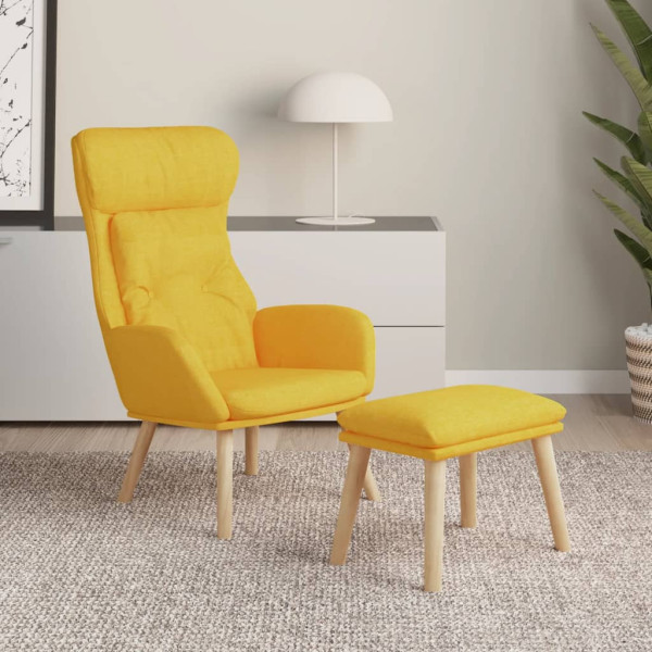 Sillón de relax con taburete tela amarillo mostaza Sillón de relax con taburete tela amarillo mostaza D