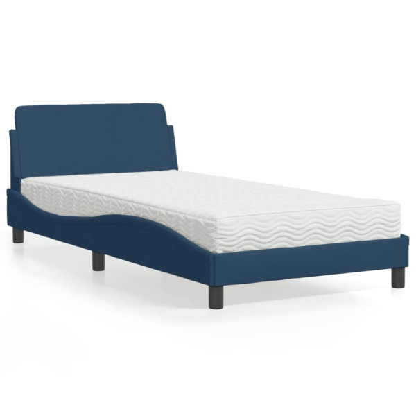 Cama con colchón tela azul 100x200 cm D