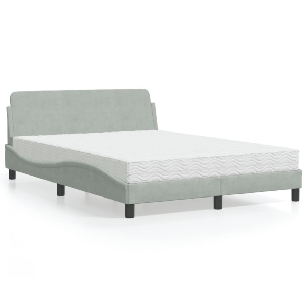 Cama con colchón terciopelo gris claro 120x200 cm D