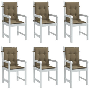 Cojines silla respaldo bajo 6 ud tela taupe melange 100x50x4 cm D