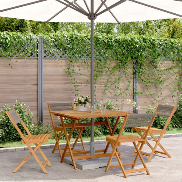 Set de comedor jardín 5 pzas polipropileno madera maciza gris Set de comedor jardín 5 pzas polipropileno madera maciza gris D