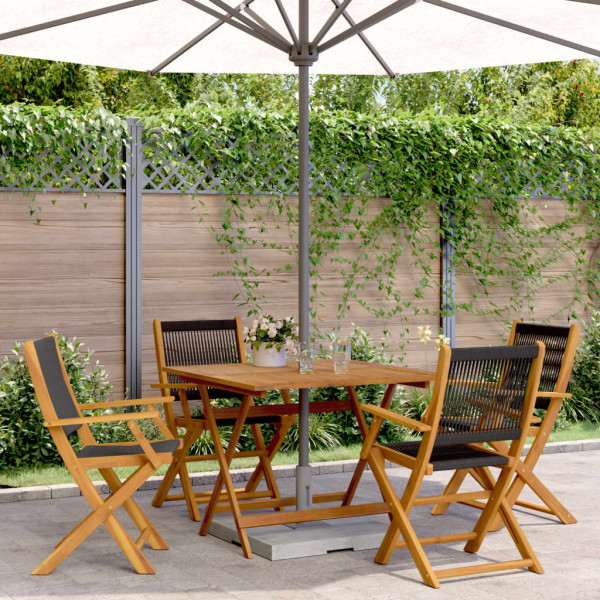 Set de comedor jardín 5 pzas polipropileno madera maciza negro Set de comedor jardín 5 pzas polipropileno madera maciza negro D