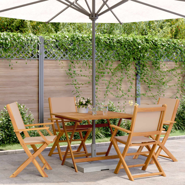 Set de comedor de jardín 5 pzas tela madera maciza gris taupe Set de comedor de jardín 5 pzas tela madera maciza gris taupe D