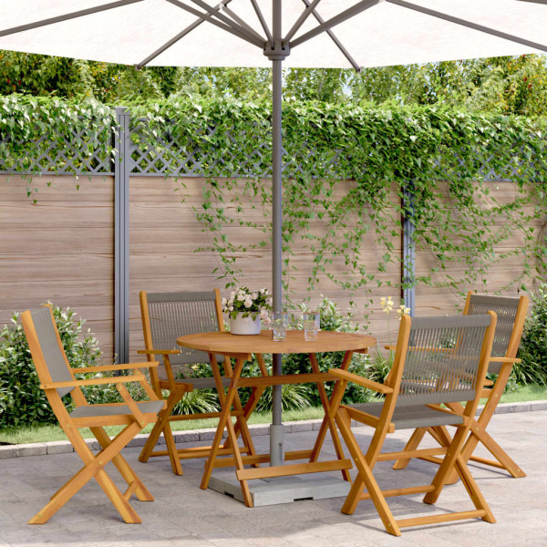 Set de comedor jardín 5 pzas polipropileno madera maciza gris Set de comedor jardín 5 pzas polipropileno madera maciza gris D