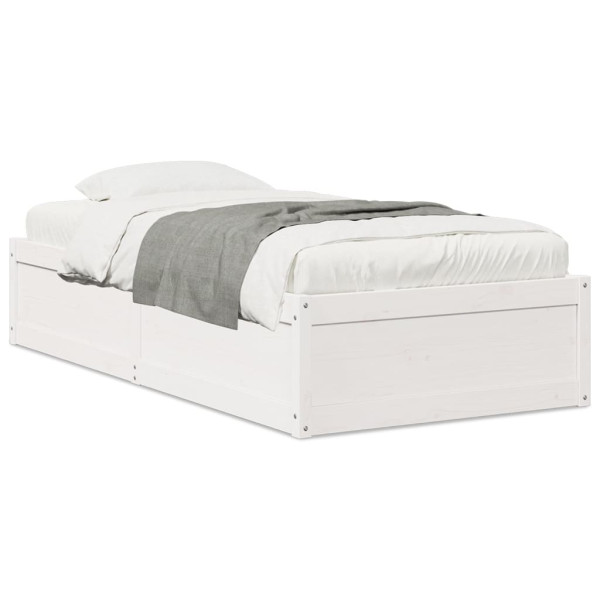 Estrutura de cama madeira maciça de pinho branco 90x200 cm D