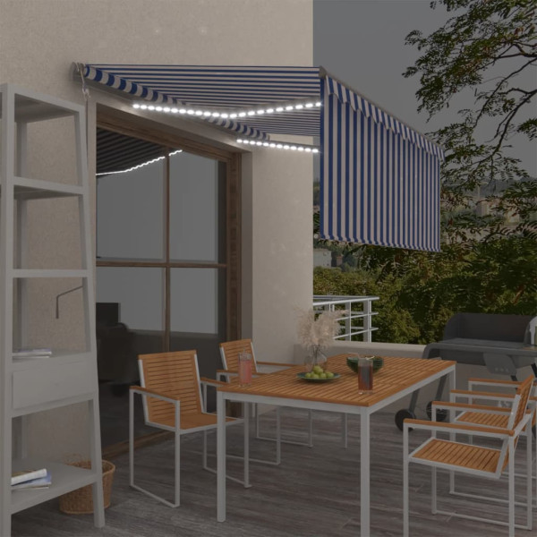 Toldo cego automático.Sensor de vento LED e azul 3,5x2,5m D