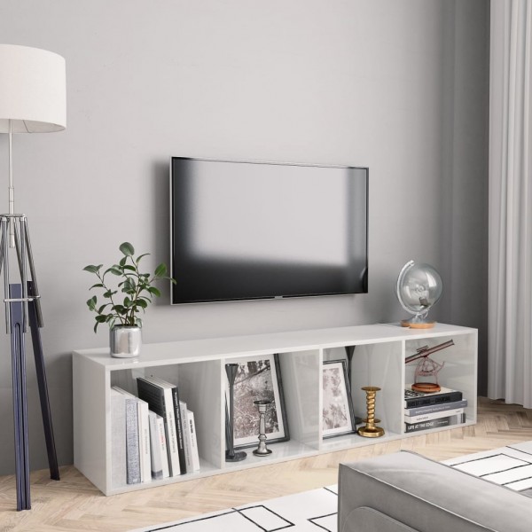 Estantería/mueble para TV blanco brillante 143x30x36 cm D