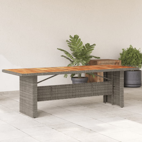 Mesa de jardín superficie madera acacia ratán gris 240x90x75 cm D