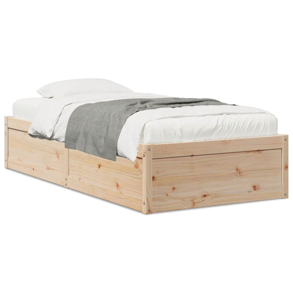 Estructura de cama madera maciza de pino 90x190 cm D