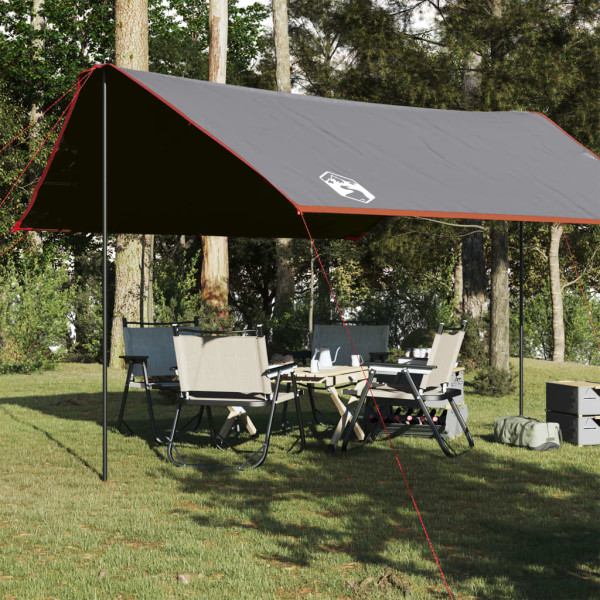 Lona de camping impermeable gris y naranja 430x380x210 cm D