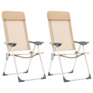 Cadeiras de campismo dobráveis 2 unidades de alumínio creme D