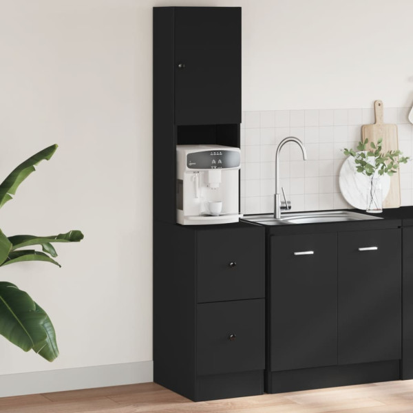 Mueble de cocina madera de ingeniería negro 35x50x180 cm Mueble de cocina madera de ingeniería negro 35x50x180 cm D