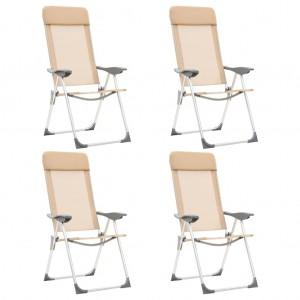 Cadeiras de campismo dobráveis 4 unidades de alumínio creme D