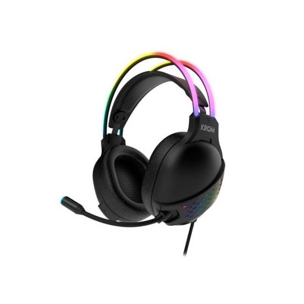 Auriculares gaming con micrófono krom klaim/ jack 3.5/ usb 2.0/ negros D