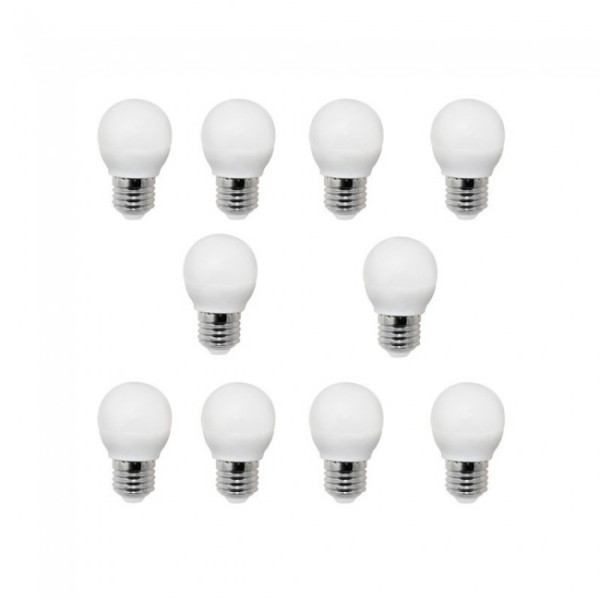 Pacote de 10 lâmpadas LED esféricas E27 (4W - 3000K) D