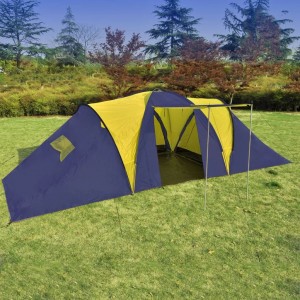 Tenda para 9 pessoas tecido azul e amarelo D