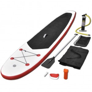 Set de paddle surf tabuleiro SUP inflável vermelho e branco D