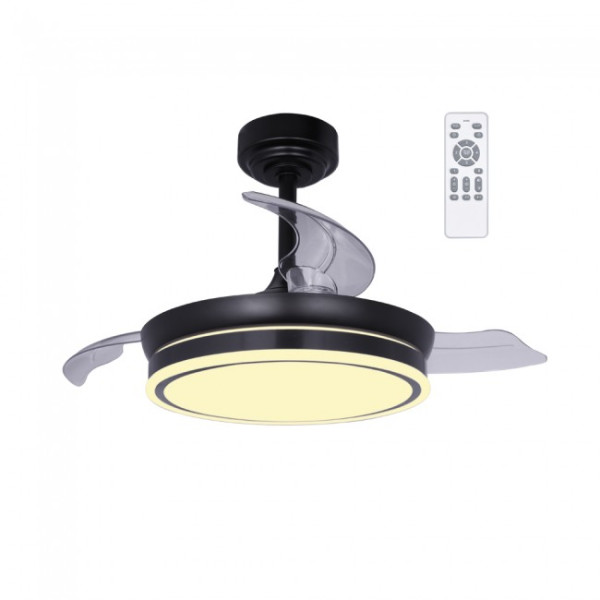 Ventilador LED de lâminas dobráveis Mini CCT Dim preto (46W) D