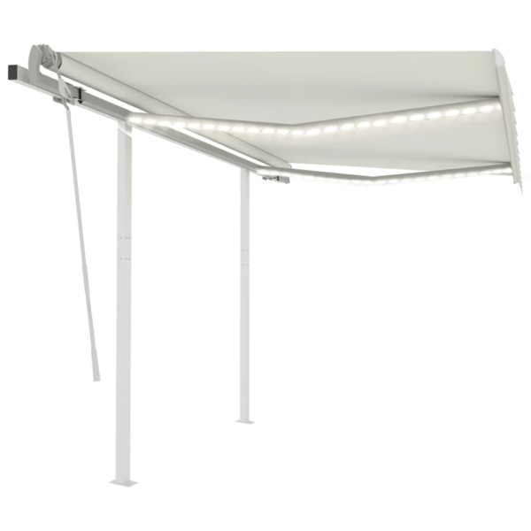 Toldo manual retráctil con luz LED color crema 3.5x2.5 m Toldo manual retráctil con luz LED color crema 3.5x2.5 m D