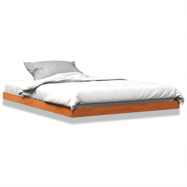 Estructura de cama madera maciza pino marrón cera 135x190 cm Estructura de cama madera maciza pino marrón cera 135x190 cm D
