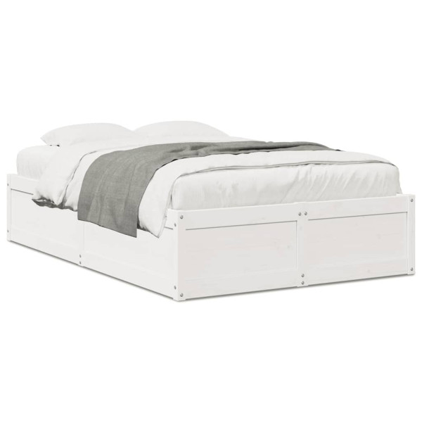 Estructura de cama madera maciza de pino blanco 135x190 cm Estructura de cama madera maciza de pino blanco 135x190 cm D
