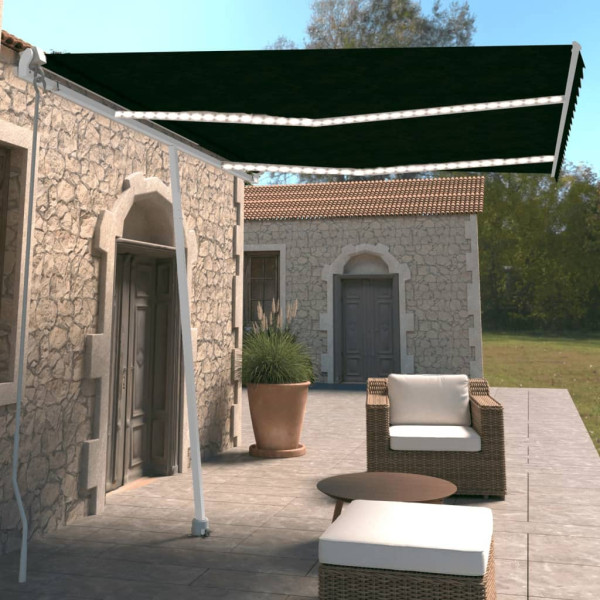 Toldo retráctil manual con LED antracita 350x250 cm Toldo retráctil manual con LED antracita 350x250 cm D