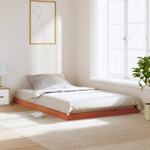 Estructura de cama madera maciza pino marrón cera 120x200 cm Estructura de cama madera maciza pino marrón cera 120x200 cm D