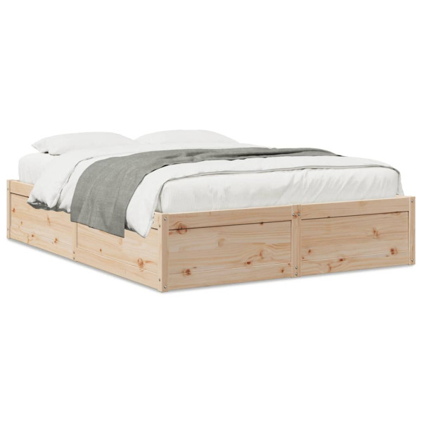 Estructura de cama madera maciza de pino 140x200 cm Estructura de cama madera maciza de pino 140x200 cm D