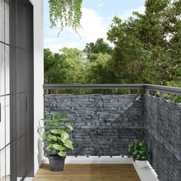 Pantalla de privacidad de jardín PVC look piedra gris 300x90 cm D