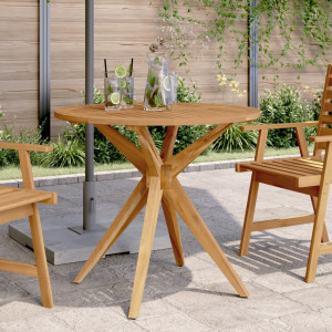 Mesa de jardín redonda madera maciza de acacia Ø85x75 cm D