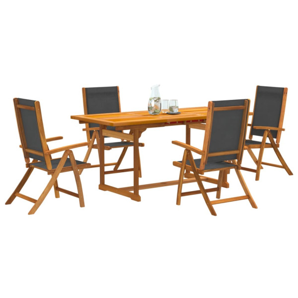 Juego comedor de jardín 5 pzas madera maciza acacia y textileno D