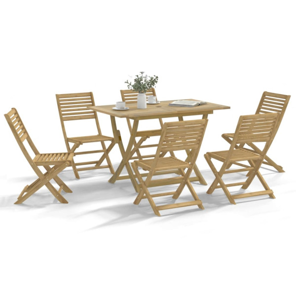 Juego de comedor para jardín 7 piezas madera maciza acacia D