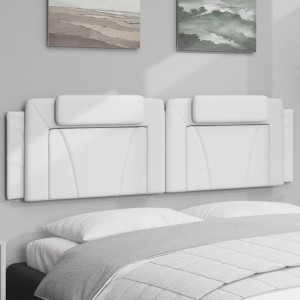 Cabecero de cama acolchado cuero sintético blanco 180 cm D