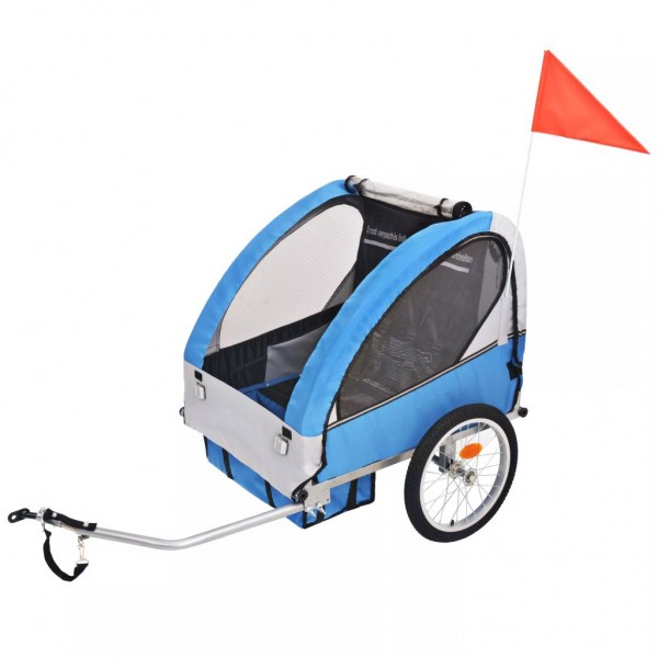 Remolque de bicicleta para niños gris y azul 30 kg D