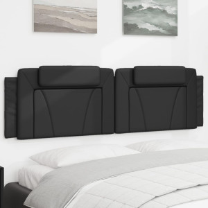 Cabecero de cama acolchado cuero sintético negro 180 cm D