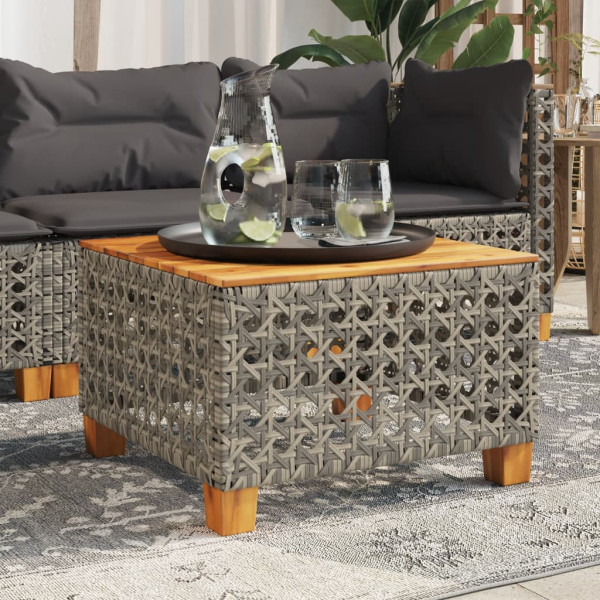 Mesa de jardim em rattan sintético madeira de acácia cinza 55x55x36 cm D