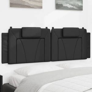 Cabecero de cama acolchado cuero sintético negro 160 cm D