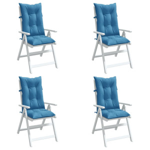 Cojines silla respaldo alto 4 uds tela azul melange 120x50x7 cm D