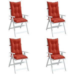 Cojines silla respaldo alto 4 uds tela rojo melange 120x50x7 cm D