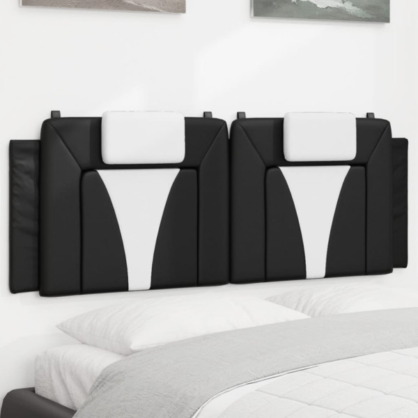 Cabecero de cama acolchado cuero sintético negro blanco 140 cm D