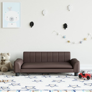 Sofá para niños de cuero sintético marrón 90x53x30 cm D