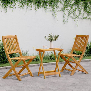 Set de comedor de jardín plegable 3 pzas madera maciza acacia D