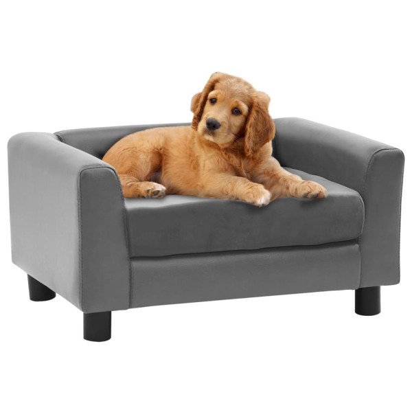 Sofá para cães e couro sintético cinza 60x43x30 cm D