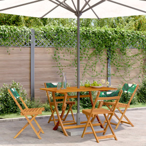 Sillas de jardín reclinables 4 uds madera maciza y tela verde D