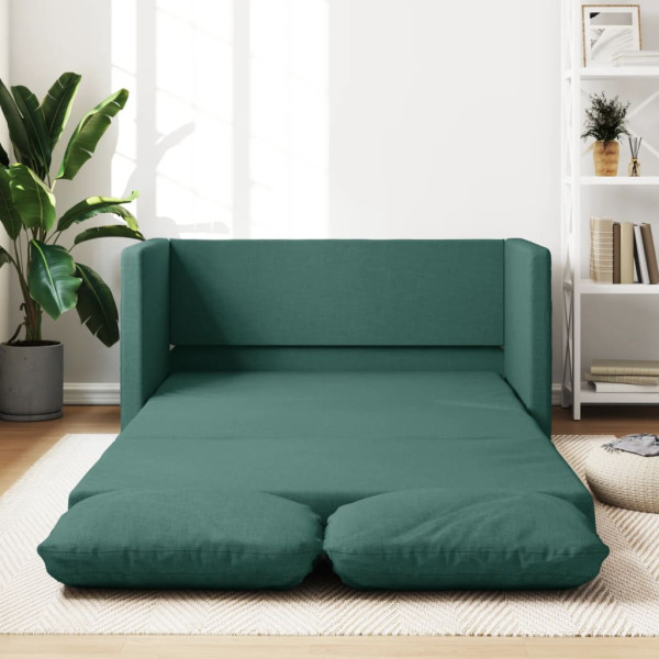 Sofá cama de suelo 2 en 1 tela verde oscuro 112x174x55 cm D