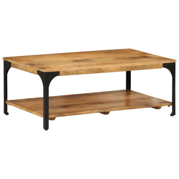 Mesa de centro con 2 alturas acero y madera mango 100x55x38 cm D