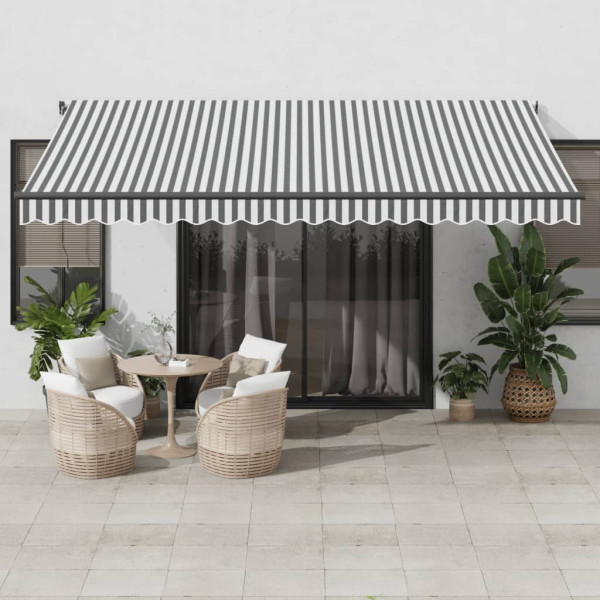 Toldo retráctil manual luz LED antracita y blanco 450x350 cm D